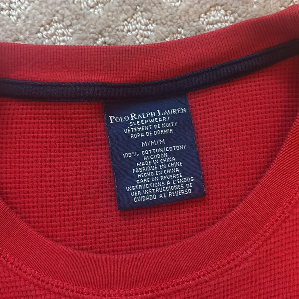 Men's Polo Ralph Lauren Red Thermal Waffle Knit Red Longsleeve Shirt